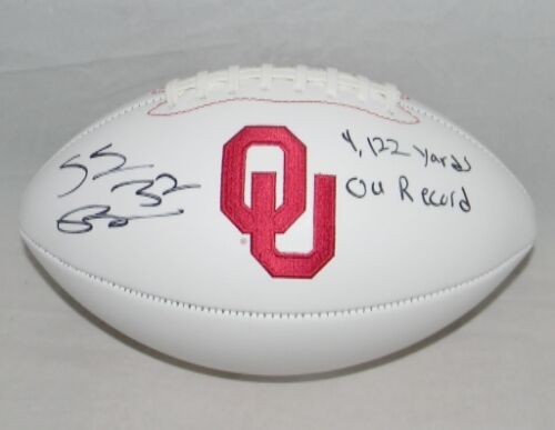 SAMAJE PERINE AUTOGRAPHED SIGNED OU OKLAHOMA SOONERS WHITE LOGO FOOTBALL COA