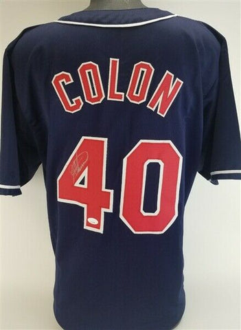 Bartolo Colon Signed Cleveland Indians Blue Road Jersey (JSA Witness COA)