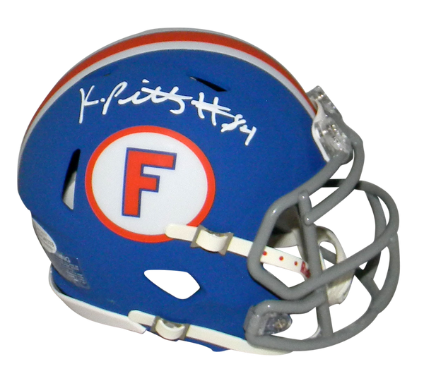 KYLE PITTS AUTOGRAPHED SIGNED FLORIDA GATORS BLUE SPEED MINI HELMET BECKETT