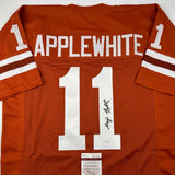 Autographed/Signed Major Applewhite Texas Orange College Football Jersey JSA COA