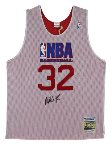 Lakers Magic Johnson Signed NBA All Star Reversible Mitchell & Ness Jersey BAS