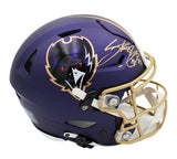 Steve Smith Sr Signed Ravens Speed Flex Authentic ALT Purple Helmet "Agent 89"