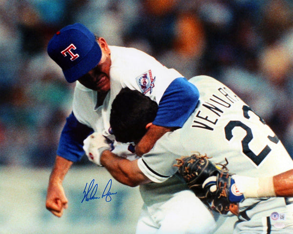 Rangers Nolan Ryan Authentic Signed 16x20 Robin Ventura Fight Photo BAS