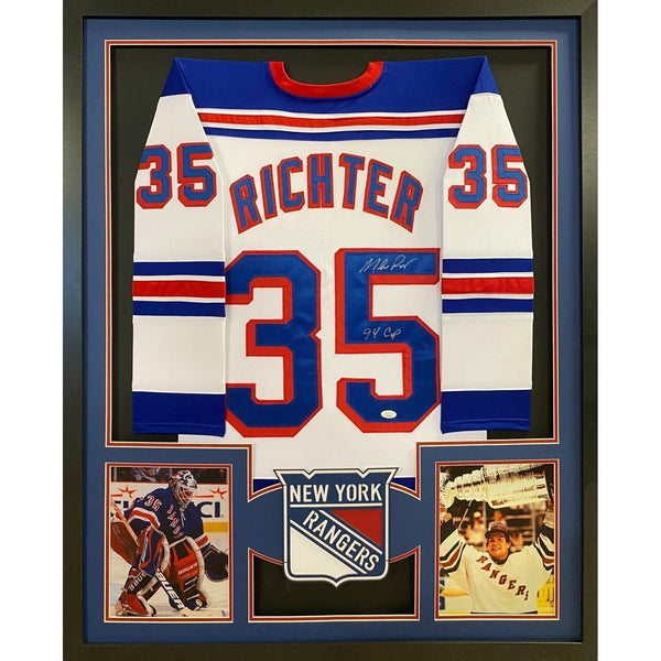 Mike Richter Autographed Signed Framed New York Rangers Jersey JSA