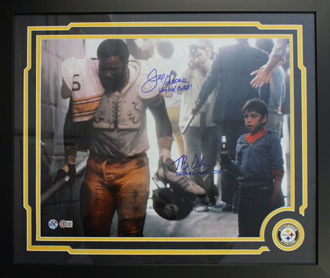 Joe Greene & Tommy Okon Autographed/Signed Framed 16x20 Photo BAS 38849