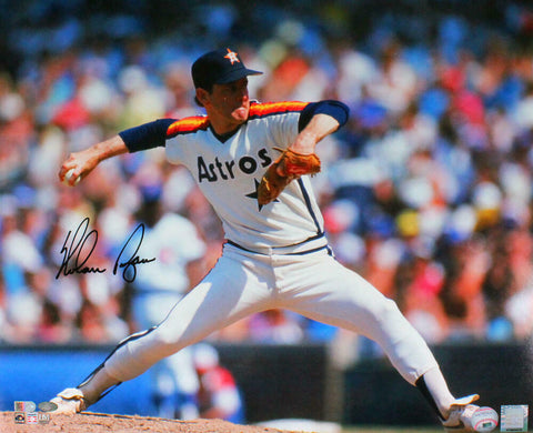 Nolan Ryan Autographed Astros 16X20 HM Pitching Horz Photo- AIV Hologram *Black