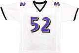 BALTIMORE RAVENS RAY LEWIS AUTOGRAPHED WHITE FOOTBALL JERSEY JSA STOCK #228092