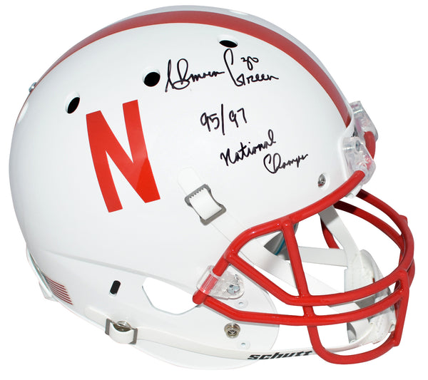 AHMAN GREEN SIGNED NEBRASKA CORNHUSKERS FULL SIZE HELMET W/ 95/97 CHAMPS