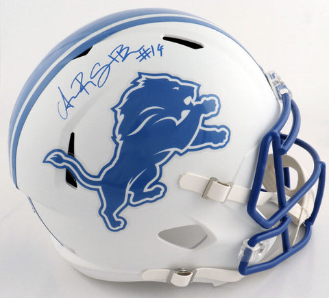 AMON-RA ST BROWN AUTOGRAPHED DETROIT LIONS FULL SIZE FLAT WHITE HELMET BECKETT