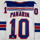 Autographed/Signed Artemi Panarin New York White Hockey Jersey JSA COA