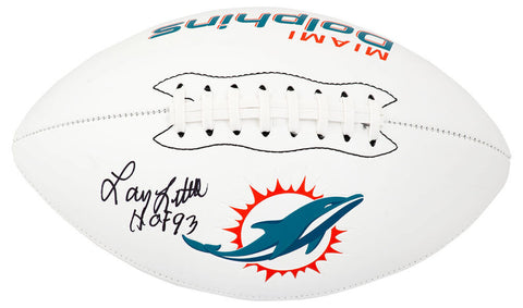 Larry Little Signed Dolphins Franklin White Logo Football w/HOF - (SCHWARTZ COA)