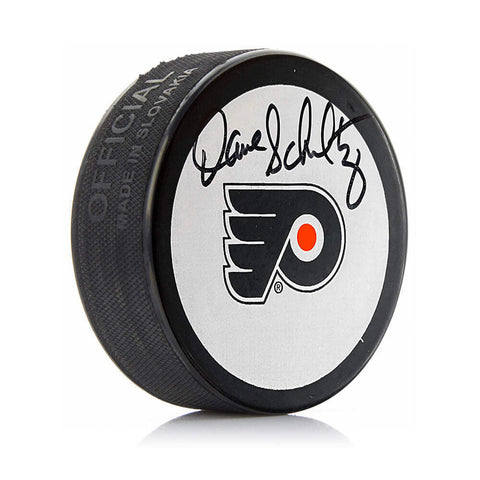 Dave The Hammer Schultz Philadelphia Flyers Autographed White Puck JSA PSA