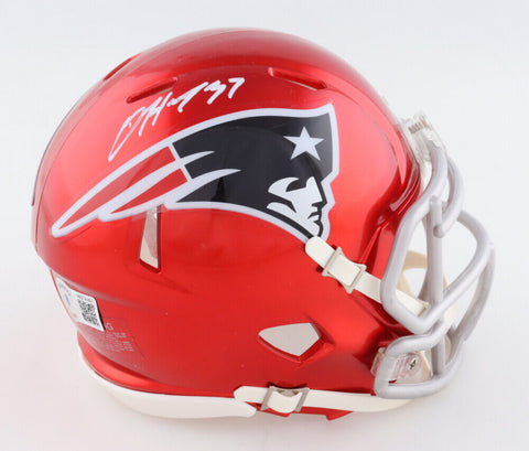 Damien Harris Signed New England Patriots Flash Speed Mini Helmet (Beckett) R.B.