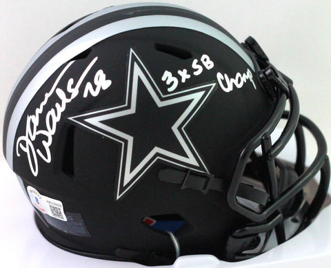 Darren Woodson Autographed Dallas Eclipse Mini Helmet w/ 3x SB- Beckett W *Black