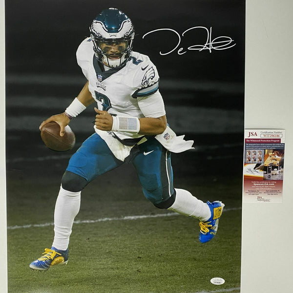 Autographed/Signed JALEN HURTS Philadelphia Eagles 16x20 Football Photo JSA COA