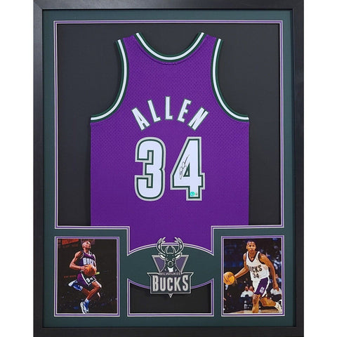 Ray Allen Autographed Signed Framed Milwaukee Bucks Jersey BECKETT