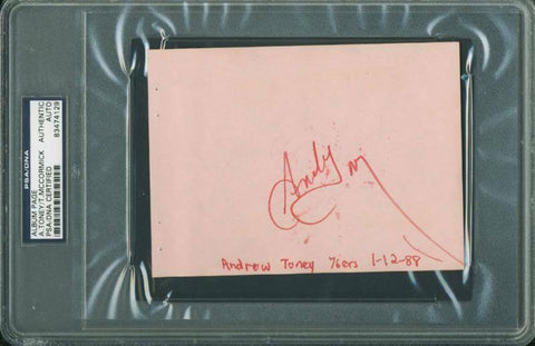 76Ers Andrew Toney Signed 4.25X5.75 Album Page Autographed PSA/DNA Slabbed