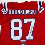 Autographed/Signed Rob Gronk Gronkowski New England Red Football Jersey JSA COA