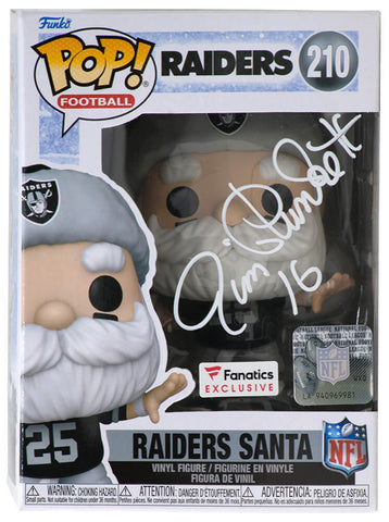 Jim Plunkett Signed Las Vegas Raiders 'SANTA' Funko Pop Doll #210 (SCHWARTZ COA)