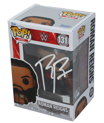 Roman Reigns Autographed WWE #131 Funko Pop! Figurine with Titles Fanatics