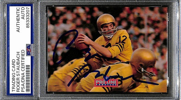 Roger Staubach HOF Signed/Auto 1992 Pro Line Profiles #2 Navy Cowboys PSA 190931