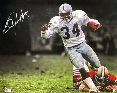 Bo Jackson Signed 16x20 Oakland Raiders White Jersey Photo BAS