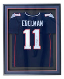 Julian Edelman New England Signed Framed Blue Football Jersey JSA ITP