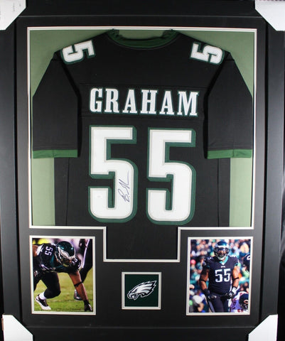 BRANDON GRAHAM (Eagles black TOWER) Signed Autographed Framed Jersey JSA