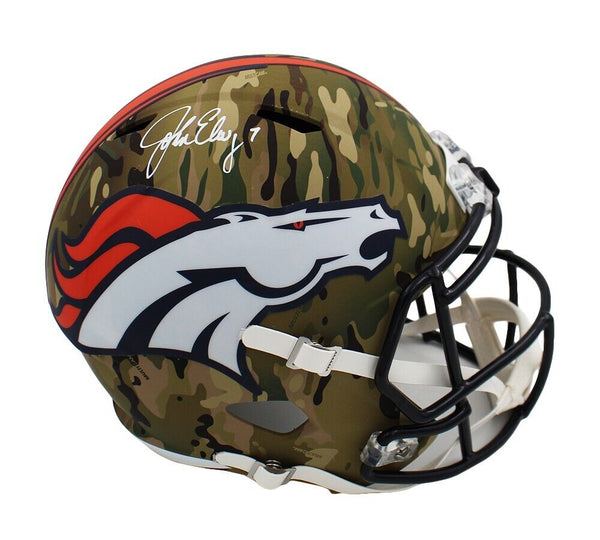 John Elway Signed Denver Broncos Speed Full Size Camo NFL Helmet