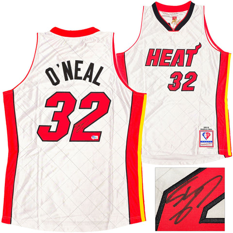 HEAT SHAQUILLE O'NEAL AUTOGRAPHED M&N NBA 75TH ANNIVERSARY JERSEY BECKETT 235524