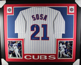 SAMMY SOSA (Cubs white SKYLINE) Signed Autographed Framed Jersey Beckett