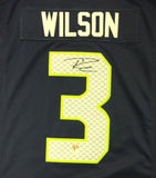 SEAHAWKS RUSSELL WILSON AUTOGRAPHED BLUE NIKE TWILL JERSEY SIZE L RW HOLO 71430