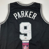 Autographed/Signed Tony Parker San Antonio Black Basketball Jersey JSA COA Auto