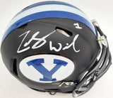 ZACH WILSON AUTOGRAPHED BYU COUGARS MATTE BLACK SPEED MINI HELMET BECKETT 191116