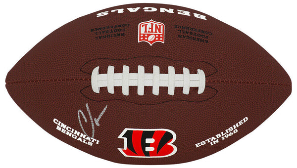 Chad Johnson Signed Bengals Wilson Brown Logo Full Size Football -(SCHWARTZ COA)