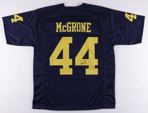 Cameron McGrone Signed Michigan Wolverines Blue Jersey (Beckett COA) Patriots LB