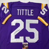 Autographed/Signed YA Y.A. Tittle LSU Purple College Football Jersey JSA COA