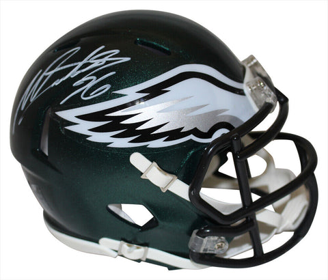 Miles Sanders Autographed Philadelphia Eagles Speed Mini Helmet Beckett 35975