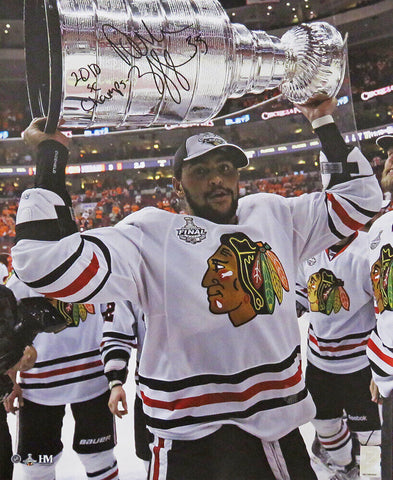 Dustin Byfuglien Signed Blackhawks 2010 SC Holding Cup 8x10 w/Champs - (SS COA)