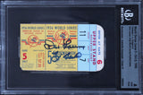 Yogi Berra & Don Larsen Signed 1956 WS Game 5 PG Ticket Stub Auto 10 BAS Slabbed