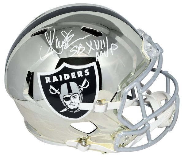 MARCUS ALLEN SIGNED OAKLAND RAIDERS FULL SIZE CHROME HELMET W/ SB XVIII MVP