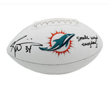 Ricky Williams Signed Miami Dolphins Embroidered White Football w- "Smoke Weed