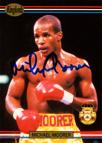 Michael Moorer Autographed 1991 Ringlords Boxing Trading Card #14 - SCHWARTZ COA