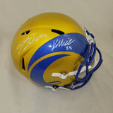 BLAKE CORUM & KYREN WILLIAMS SIGNED LA RAMS FS FLASH SPEED REP HELMET BAS QR