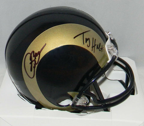 ISAAC BRUCE & TORRY HOLT SIGNED AUTOGRAPHED ST LOUIS RAMS MINI HELMET BECKETT