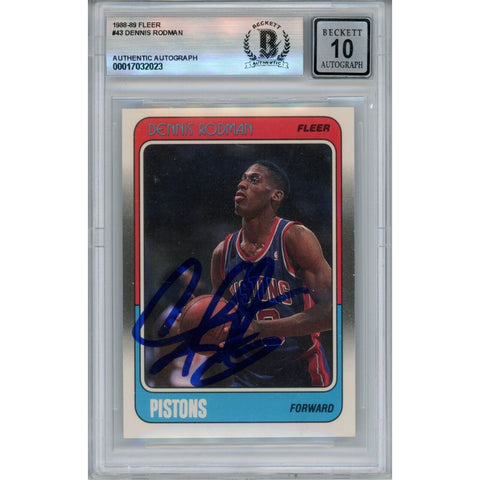 Dennis Rodman Autographed/Signed 1988-89 Fleer #43 Card Beckett 43830