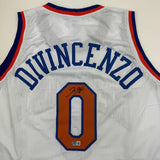 Autographed/Signed Donte Divincenzo New York White Basketball Jersey BAS COA