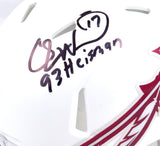 Charlie Ward Signed Florida State White Speed Mini Helmet w/93 Heisman-Beckett W