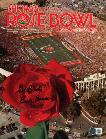 Earle Bruce Signed 1985 Rose Bowl Magazine Go Bucks Beckett 47483