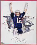 Tom Brady Autographed Framed 16x20 Photo Patriots Fanatics Holo #AA0112244